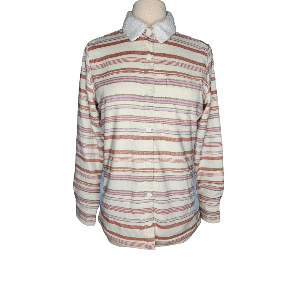 Orville Multicolir Sherpa Fleece Lined Shirt Jacket Shacket Size Small